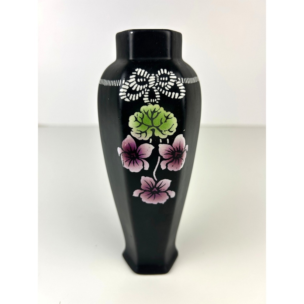 Shelley Violette‎ Bud Vase England Black Art Pottery Hexagonal 6.5"